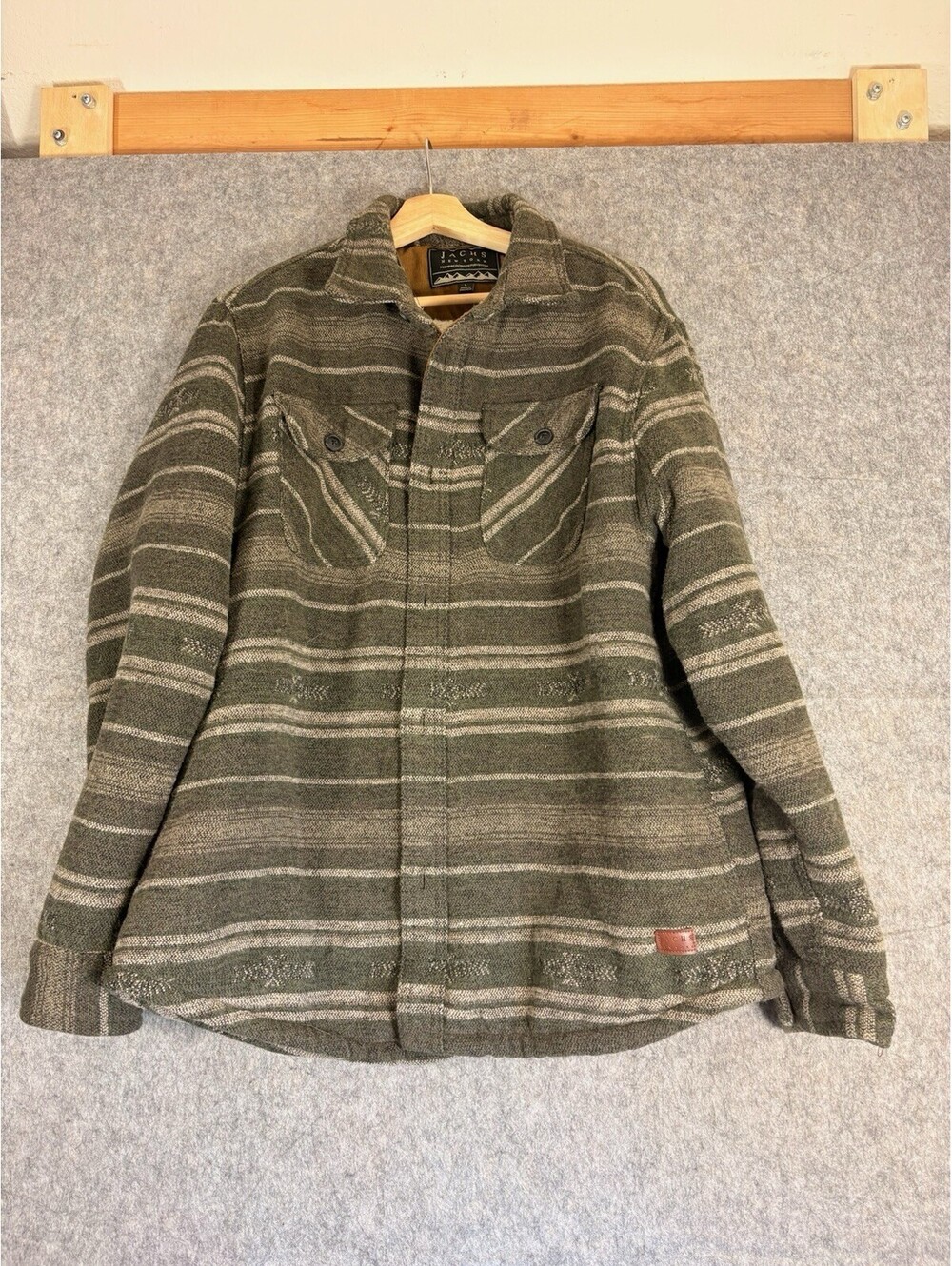 Jachs New York Jacket Mens Large Green Plaid Sherpa Lined Shacket Heavy